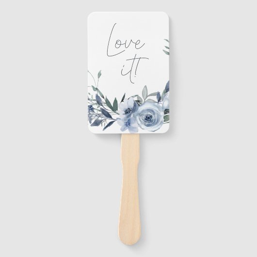 Stoffige blauwe bloemen zeggen ja tegen de jurk handwaaier (Voorkant)