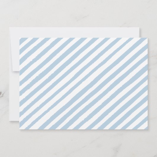 Stoffige blauwe bloemenbaby jongen douche foto uit kaart (Achterkant)