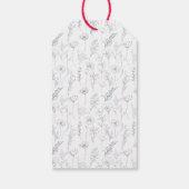 Stoffige blauwe bloemenkrans klassieke bruiloft da cadeaulabel (Achterkant)