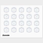 Stoffige blauwe bloemenlint bruidsfeest favoriet ronde sticker (Vel)