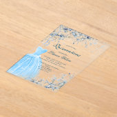 stoffige blauwe bloemenquinceañera uitnodiging (Laagn)