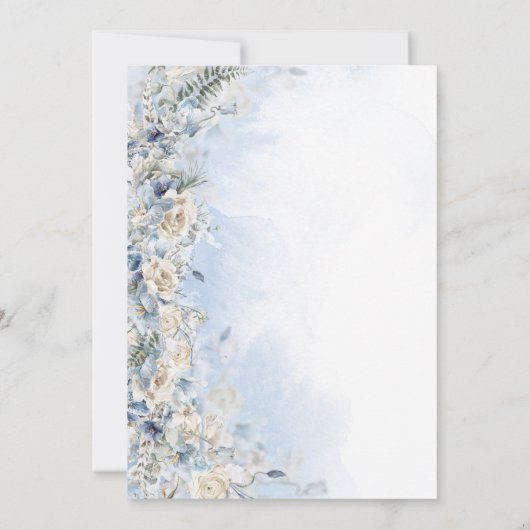 stoffige blauwe bloemenquinceañera uitnodiging (Achterkant)