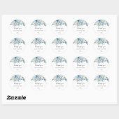 Stoffige blauwe bloemige bedank sticker Rond (Vel)