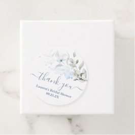 Stoffige blauwe bloemige favorietlabels bedankjes labels