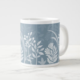 Stoffige Blauwe Bloemige Folk Botanische Tuin Grote Koffiekop