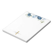 Stoffige blauwe bloemige monogram eucalyptus scrip notitieblok (Linkerzijde)