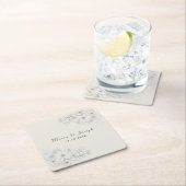 Stoffige blauwe bloemige trouwpapiercoasters kartonnen onderzetters (Insitu)