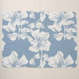 Stoffige blauwe bloemlijn kunst zachte fleece deke sherpa deken