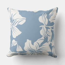 Stoffige blauwe bloemrijke lijnkunst decoratieve k kussen