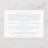 Stoffige blauwe bloesem vlinders bruiloft details informatiekaartje (Achterkant)