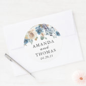 Stoffige blauwe boho bloemen sticker voor trouwgun (Envelop)