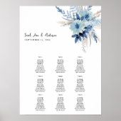 Stoffige Blauwe Boho Bloemstuk Evenement Zitplaats Poster (Voorkant)