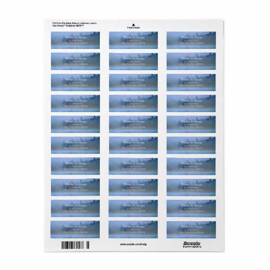 stoffige blauwe bos landschap bruiloft etiket (Full Sheet)