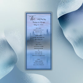 stoffige blauwe bos landschap bruiloft menu