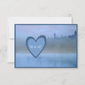 stoffige blauwe bos landschap bruiloft RSVP kaartje (Achterkant)