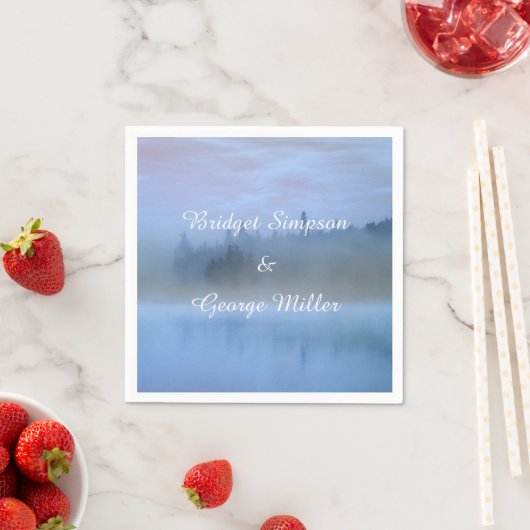 stoffige blauwe bos landschap bruiloft servet (Insitu)