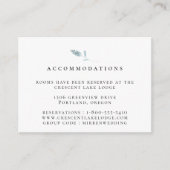 Stoffige Blauwe Botanische Trouwaccommodaties Informatiekaartje (Voorkant)