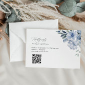 stoffige blauwe bruiloft QR code RSVP kaart
