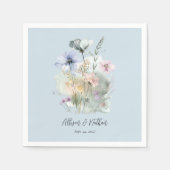 Stoffige Blauwe Bruiloft Servetten met Blozen Wild (Voorkant)