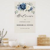 Stoffige Blauwe Champagne Oefen Diner Welkom Pos Poster (Keuken)