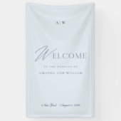 Stoffige Blauwe Elegante Trouw Welkom Banner (Verticaal)