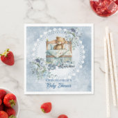 stoffige blauwe en bruine bloemen Baby shower Servet (Insitu)