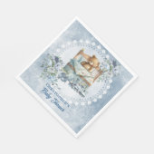 stoffige blauwe en bruine bloemen Baby shower Servet (Hoek)