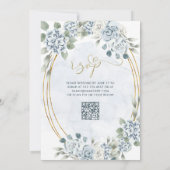 Stoffige Blauwe en Gouden Bloemen | QR-code-Vrijge Kaart (Achterkant)