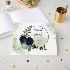 stoffige blauwe en marinesbloemen groen gastenboek