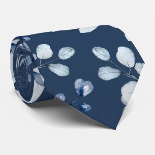 Stoffige Blauwe Eucalyptus Groenelementen Diep Mar Stropdas