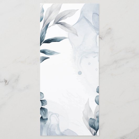  stoffige blauwe eucalyptus verlaat huwelijksfeest menu (Achterkant)