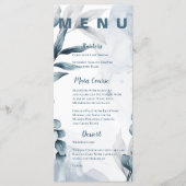  stoffige blauwe eucalyptus verlaat huwelijksfeest menu (Voorkant)
