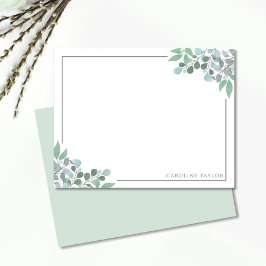 Stoffige Blauwe Eucalyptus Wijnranken Dunne Rand B Notitiekaartje