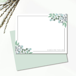 Stoffige Blauwe Eucalyptus Wijnranken Dunne Rand B Notitiekaartje
