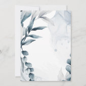 Stoffige blauwe Eucalyptusbladeren Elegante Trouwd Save The Date (Achterkant)