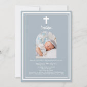 Stoffige blauwe foto boog Doopsel Kaart (Voorkant)