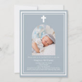 Stoffige blauwe foto boogjongen Doop Kaart (Voorkant)