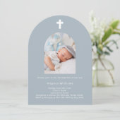 Stoffige blauwe foto boogjongen Doop Kaart (Staand voorkant)