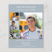 Stoffige blauwe foto Graduation Party uitnodiging (Voorkant)