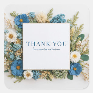 Stoffige Blauwe Gedroogde Bloemen Landelijke Botan Vierkante Sticker