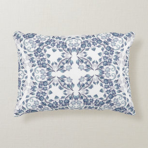 Stoffige Blauwe Geometrische Mandala Patroon Accent Kussen