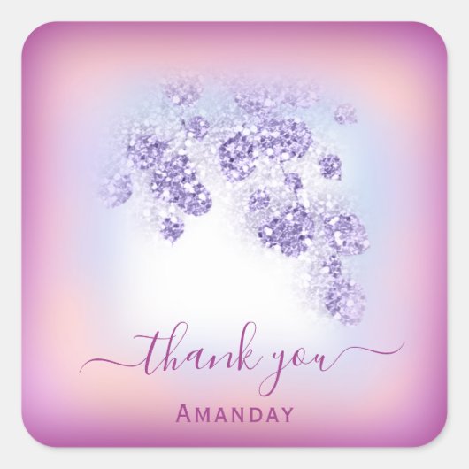 Stoffige Blauwe Glitter Bes Dank Je Zestiende Vierkante Sticker (Voorkant)