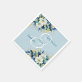 Stoffige Blauwe Gouden Glitter Bloemige Bruiloft Servet (Hoek)