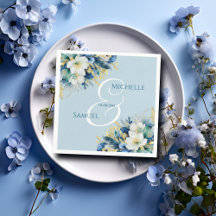 Stoffige Blauwe Gouden Glitter Bloemige Bruiloft