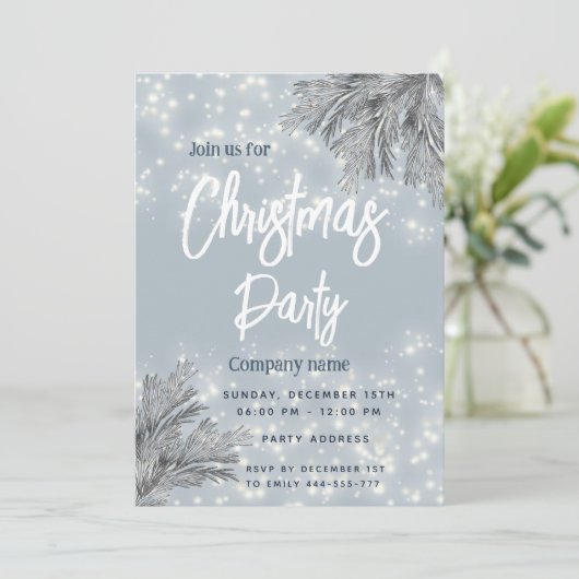 Stoffige blauwe grenen tak corporate kerst kaart (Staand voorkant)