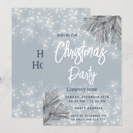 Stoffige blauwe grenen tak corporate kerst kaart (Voorkant / Achterkant)