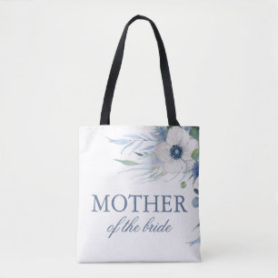 Stoffige blauwe groen en Anemoon Bloemen Bruiloft Tote Bag