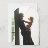 Stoffige blauwe groene bloem foto bruiloftsboog kaart (Achterkant)