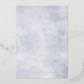 Stoffige blauwe hortensia als pastel roze rozen br folie uitnodiging (Achterkant)