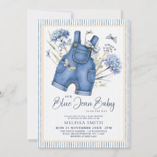Stoffige Blauwe Hortensia Blauwe Spijkerbaby Showe Kaart